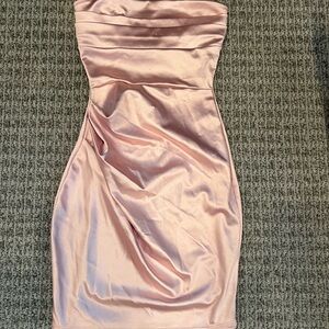 Windsor Blush Pink Satin Strapless Sheath Dress